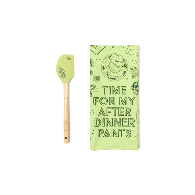 Two Left Feet The Reluctant Chef Tea Towel and Spatula Set - Time for my After Dinner Pants - 2 pcs