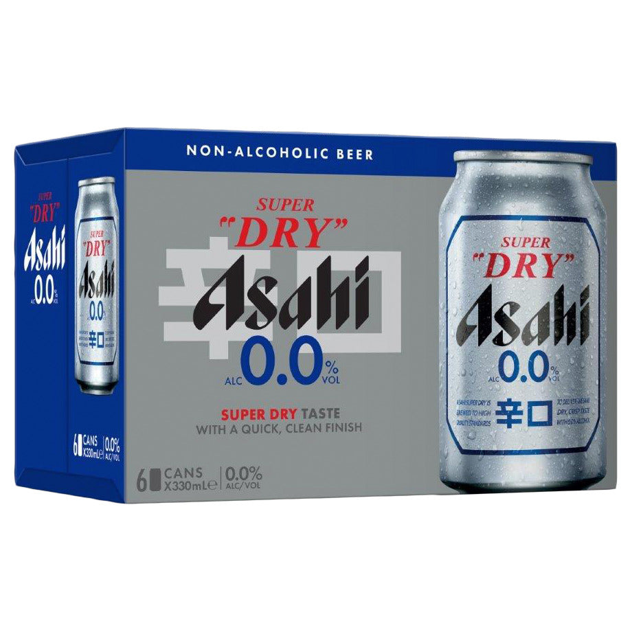 Asahi Super Dry 0.0% Non-Alcoholic Beer - 6x330ml