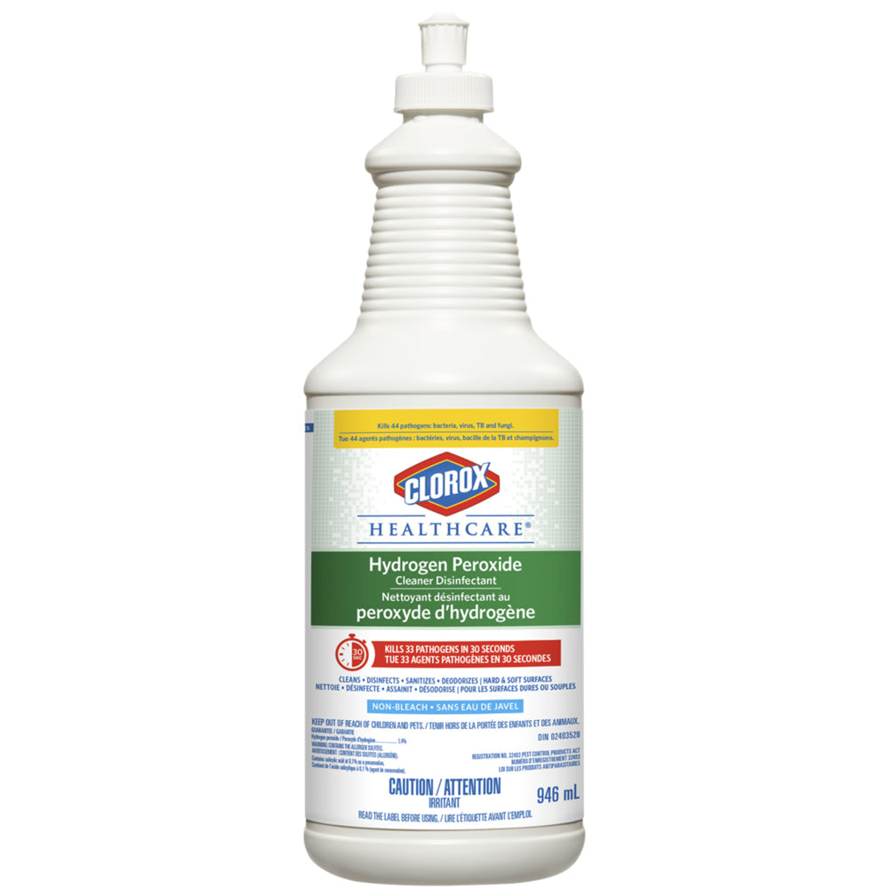 Clorox Healthcare® Hydrogen Peroxide Cleaner Disinfectant, Pull top Bottle, 946ml - 6/Case