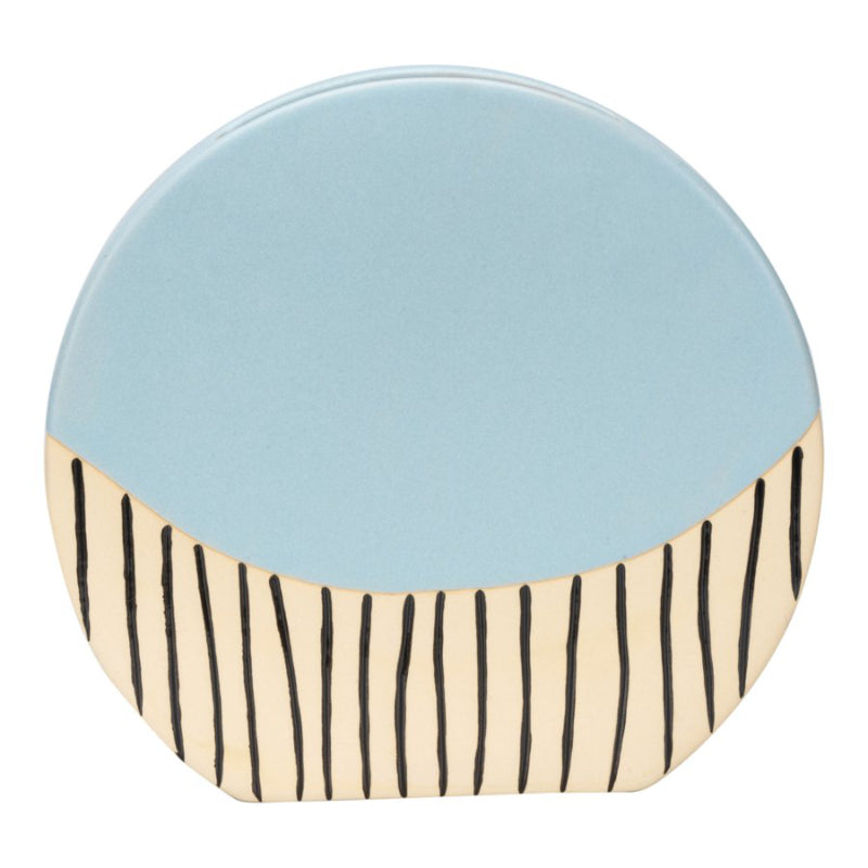 Collection by London Drugs Earthenware Slice Decorative Vase - 22cm - Sky Blue