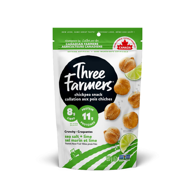 Three Farmers Roasted Chickpeas - Sea Salt Lime - 120g
