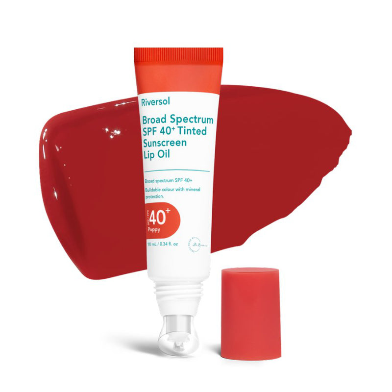 Riversol Tinted Sunscreen Lip Oil - SPF 40+ - Poppy