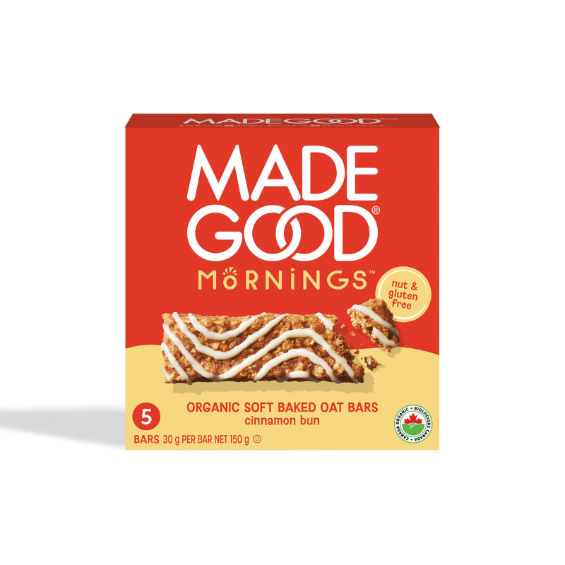 MadeGood Mornings Organic Soft Baked Oat Bars - Cinnamon Bun - 5 pack / 150g