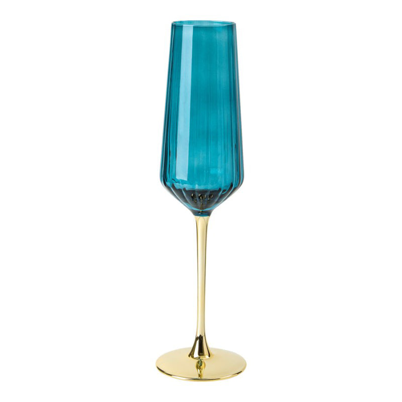 Brooklyn Steel Co. Champagne Flute Glass - Blue / Gold - 296ml