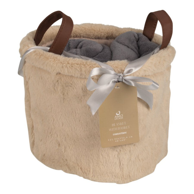 Amo La Casa Plaid Basket - Cream - 122 x 152cm
