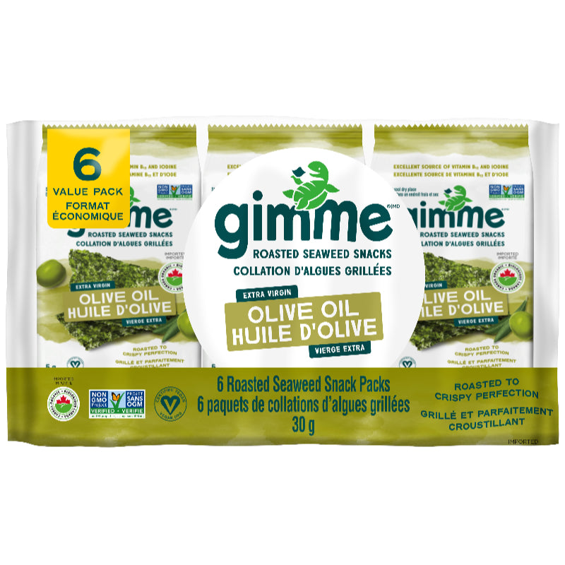 Gimme Roasted Seaweed Snack Packs - Extra Virgin Olive Oil - 6x5g