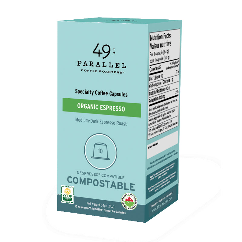 49th Parallel Organic Espresso Coffee Capsules - 10s