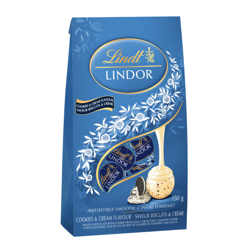 Lindt LINDOR Cookies & Cream Flavour White Chocolate Truffles Bag - 150g