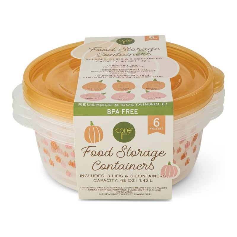 Core Kitchen Food Storage Containers - Pumpkin - 3 x 1.42L