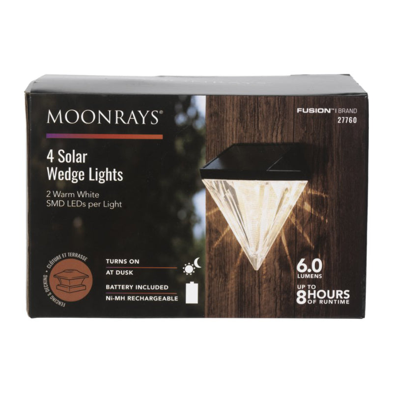 Moonrays Wedge Solar LED Wall Lamps - Warm White - 4 pack