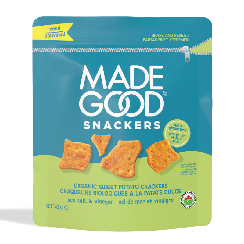 MadeGood Snackers Organic Sweet Potato Crackers - Sea Salt & Vinegar - 142g