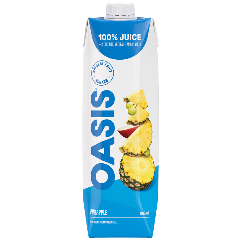 Oasis Natural Fruit 100% Juice + Citric Acid, Natural Flavour, Vitamin C - Pineapple - 960ml