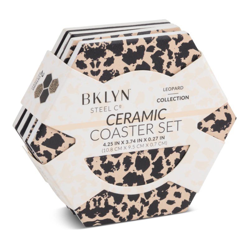 Brooklyn Steel Co. Leopard Collection Coaster Set - 4 pack