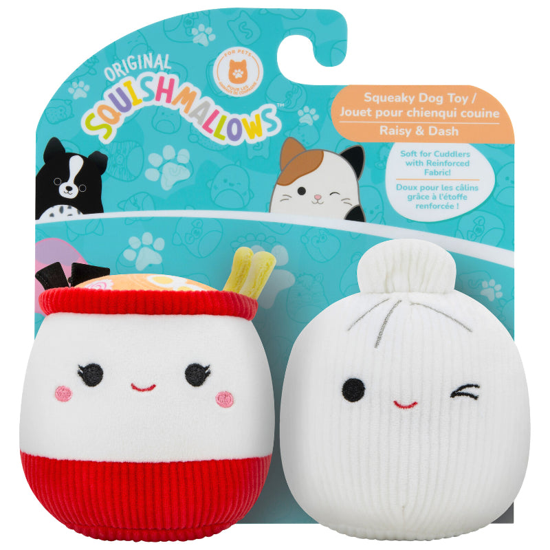 Squishmallows Original Squeaky Dog Toy - Raisy & Dash - 3.5 Inch / 2 Pack