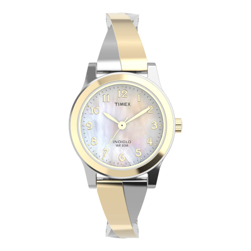 Timex Fashion Stretch Bangle Wristwatch - Two-Tone / Mother of Pearl - TW2V511009J