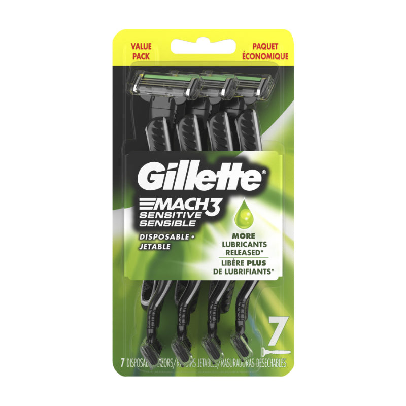 Gillette Mach3 Sensitive Disposable Men's Disposable Razor - 3 Blades - 7's