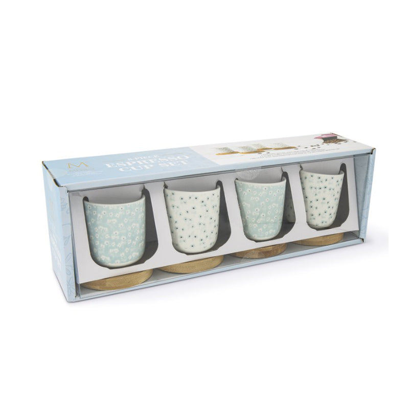 MEDICI Espresso Cup Set - Blue Floral - 4 pack