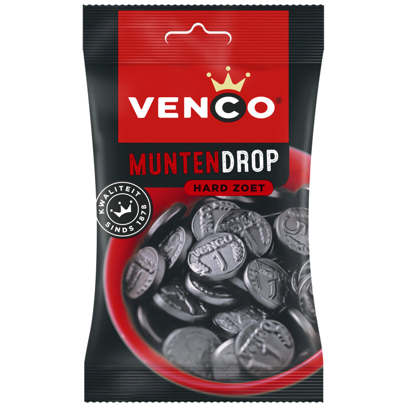 Venco Coin Shaped Black Hard Licorice Candy - 115