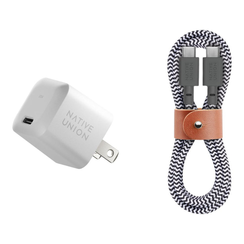 Native Union USB-C Power Adapter with USB-C Cable - FAST30-CC-WHZEB-US