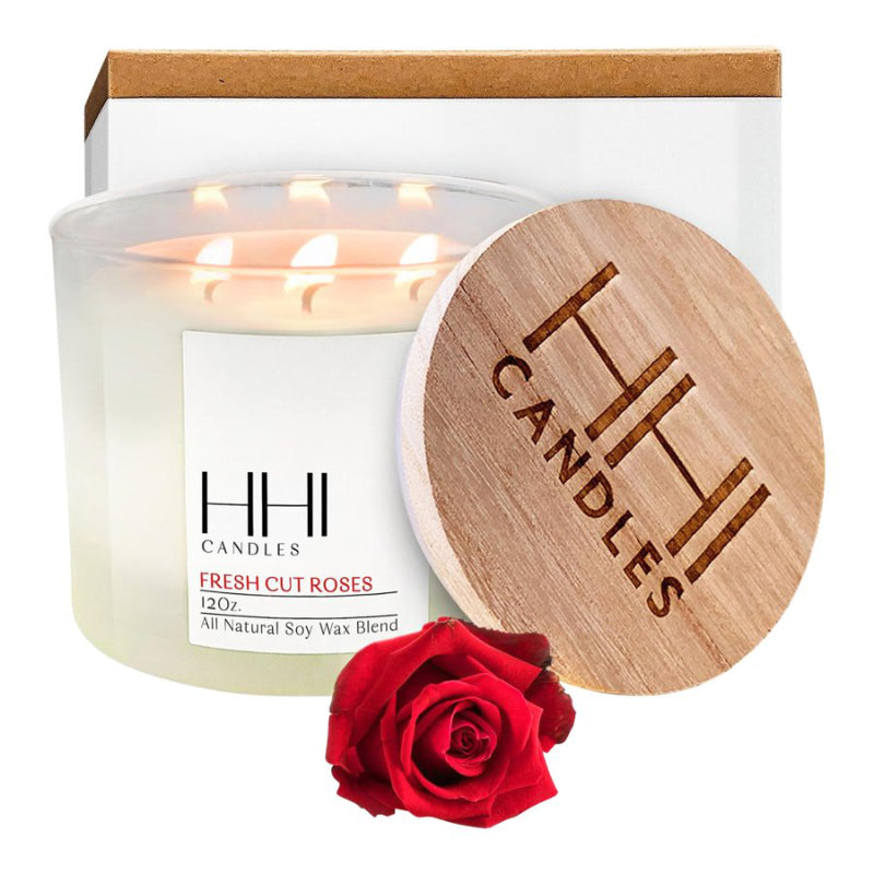 HHI candles Candle Glass - Fresh Cut Roses - White