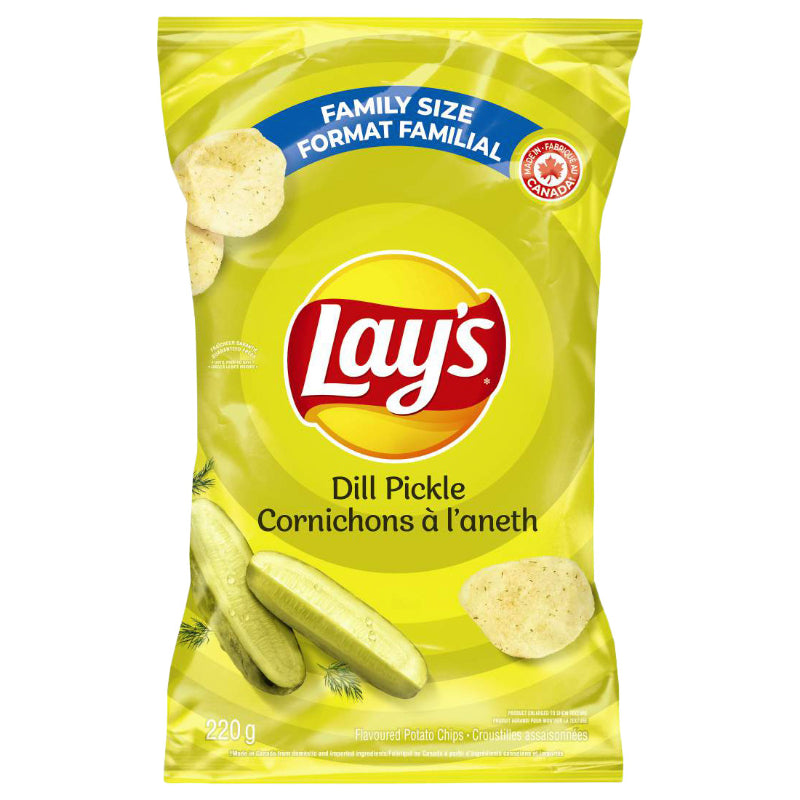 Lay's Dill Pickle Flavored Potato Chips - Family Size - 220g