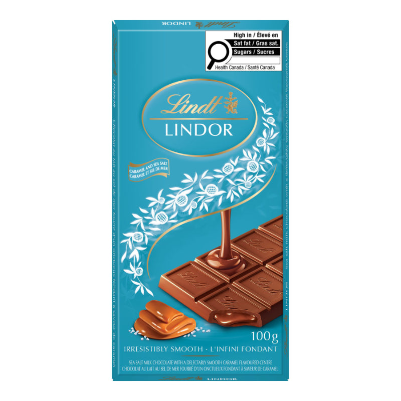Lindt LINDOR Milk Chocolate Bar - Caramel & Sea Salt - 100g