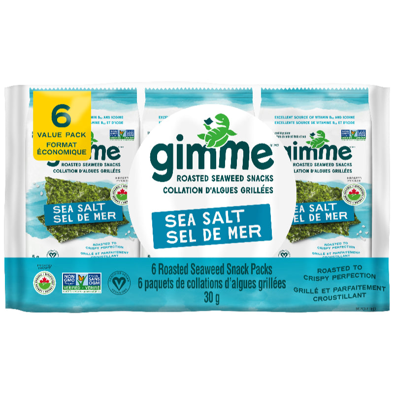 Gimme Roasted Seaweed Snack Packs - Sea Salt - 6x5g