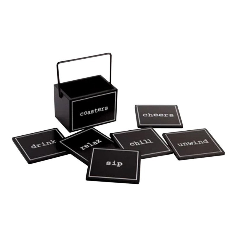 Home Essentials Coaster Set - Black - 6 piece