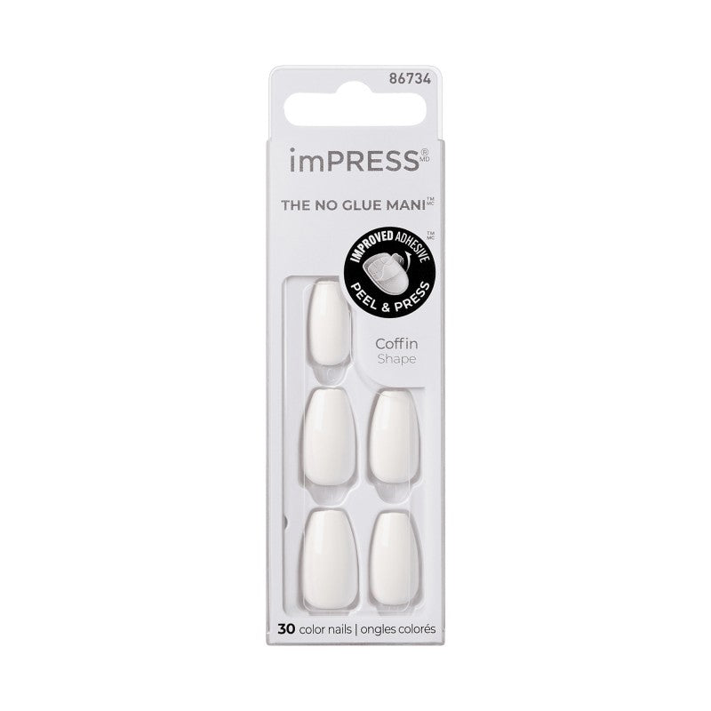 Kiss ImPRESS Press-on Manicure False Nails Kit - Medium - Coffin - Frosting - 30s