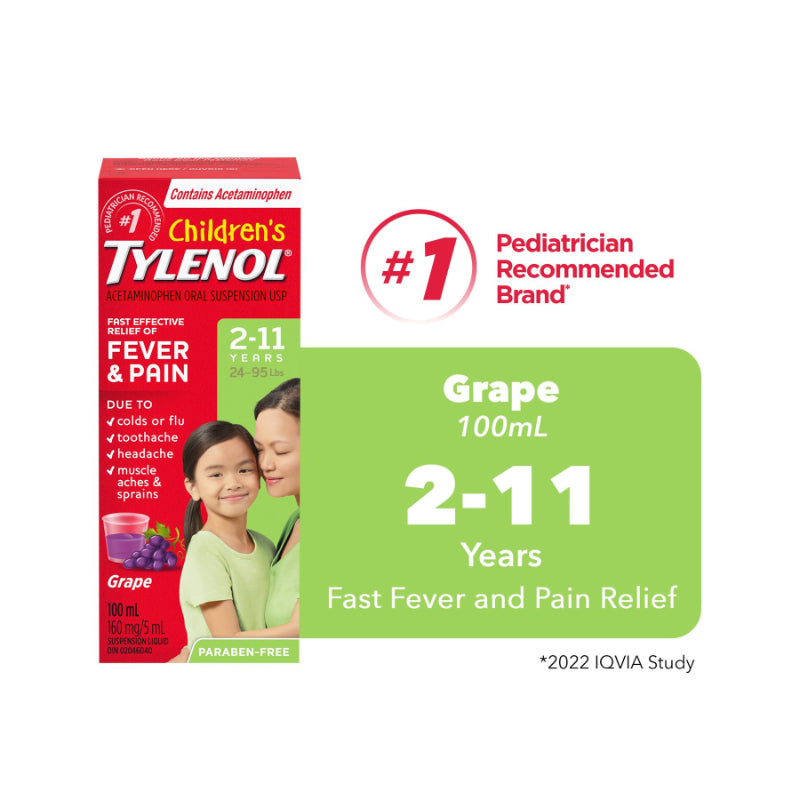 Tylenol* Children's Acetaminophen Suspension Liquid - Grape - 100ml