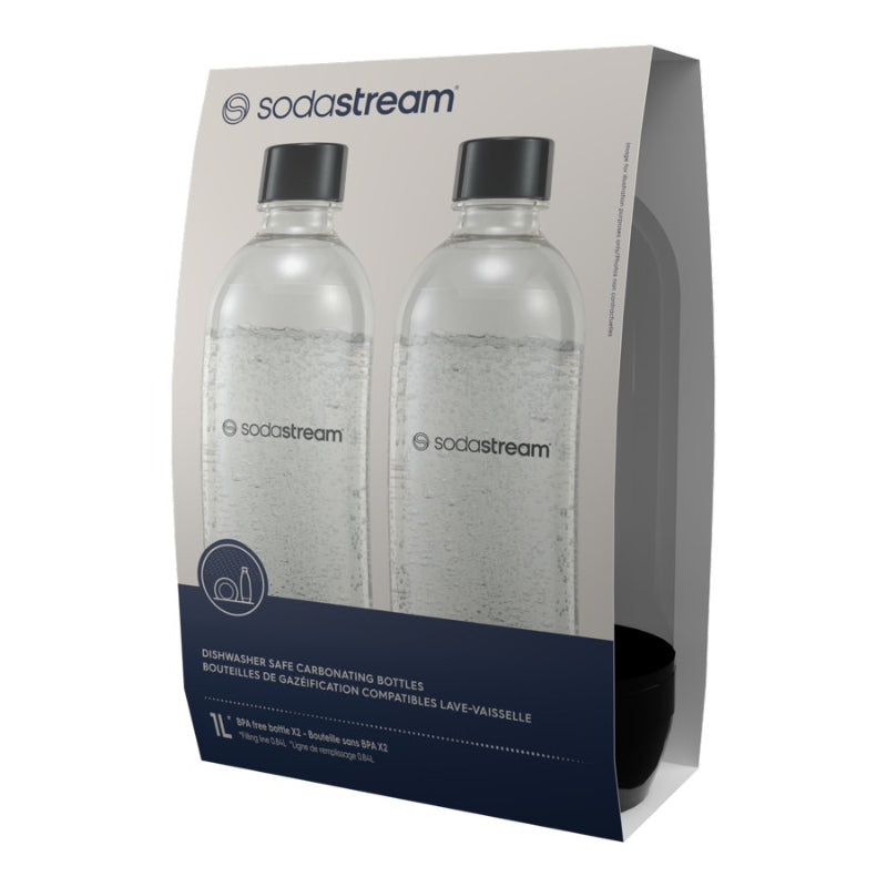 SodaStream Bottle for Soda Maker - 1L - Black - 2 pack