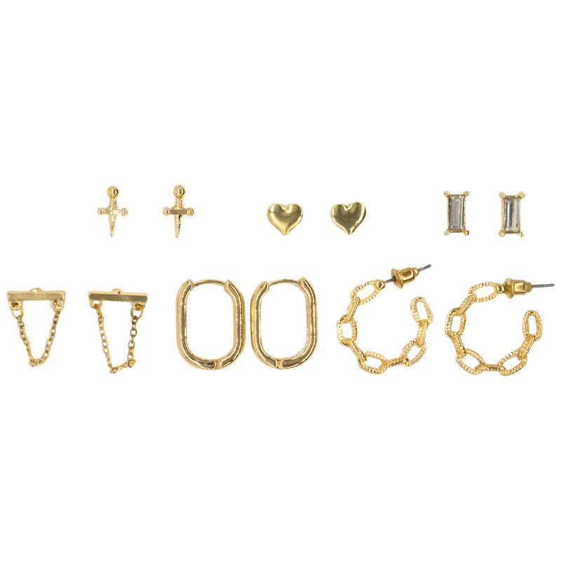 Steve Madden Heart Stud Earrings Set - Crystal