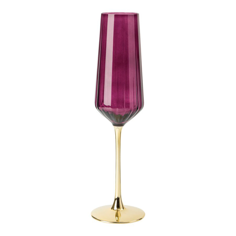 Brooklyn Steel Co. Champagne Flute Glass - Purple / Gold - 296ml