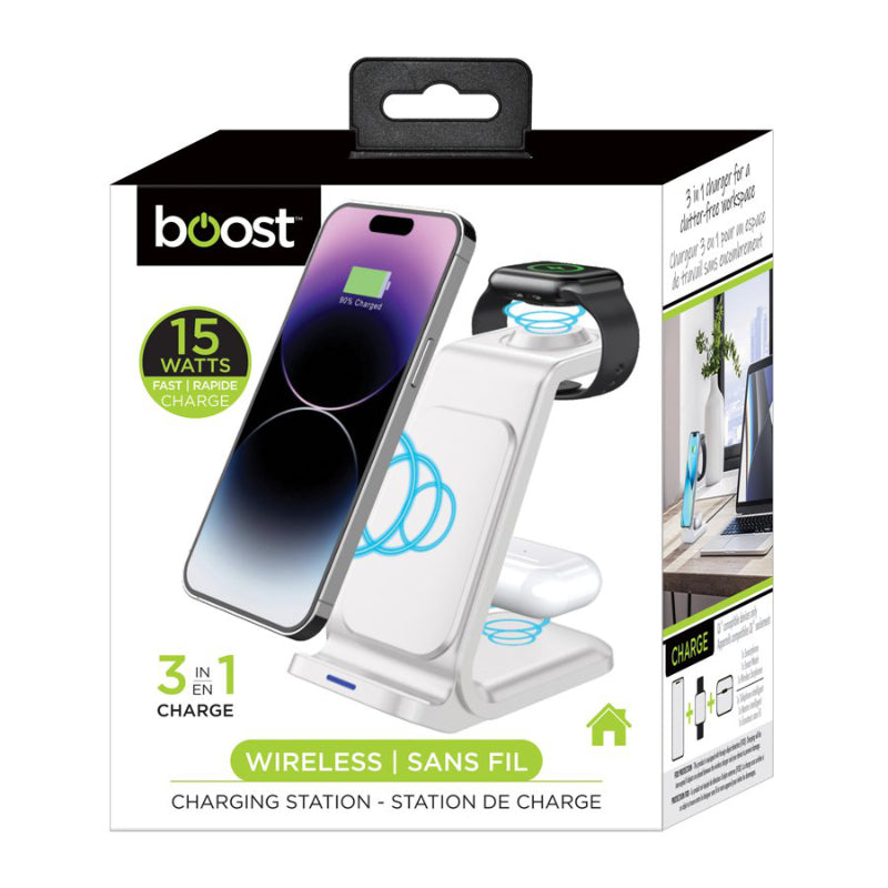 Boost 3-in-1 Wireless Charging Stand - White - BCH351