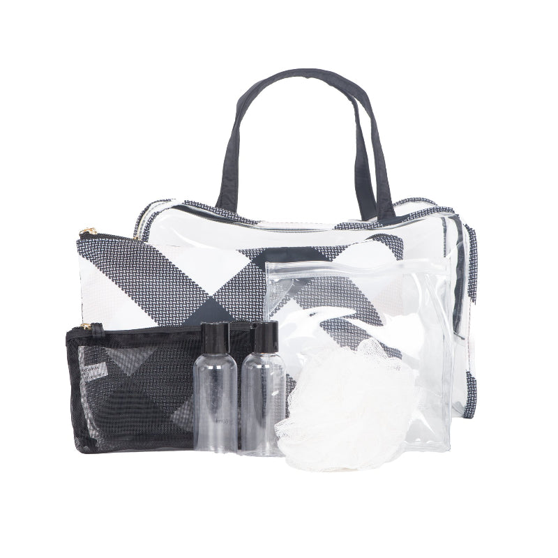 Conair Cosmetic Bag Set - Clear / Black / Grey - 7 piece