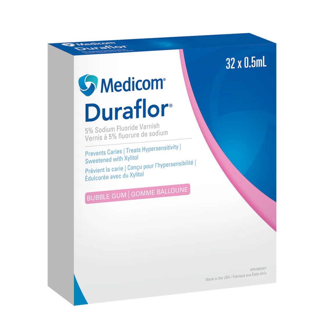 Duraflor 5% Sodium Fluoride Varnish – Bubble Gum, White, 0.5 ml, 32 Units/Box | EXP - 08/2026 | Clearance