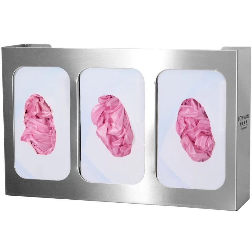 Glove Box Dispenser - Triple - Divided, Stainless Steel