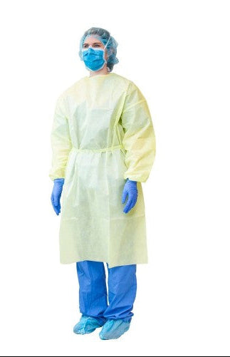 Yellow Level 3 Isolation Gowns, Knit Cuff - Universal - 10/Bag
