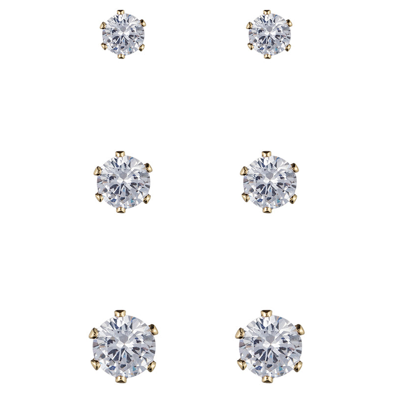 Anne Klein Crystal Earring Stud Set - 3 Pairs