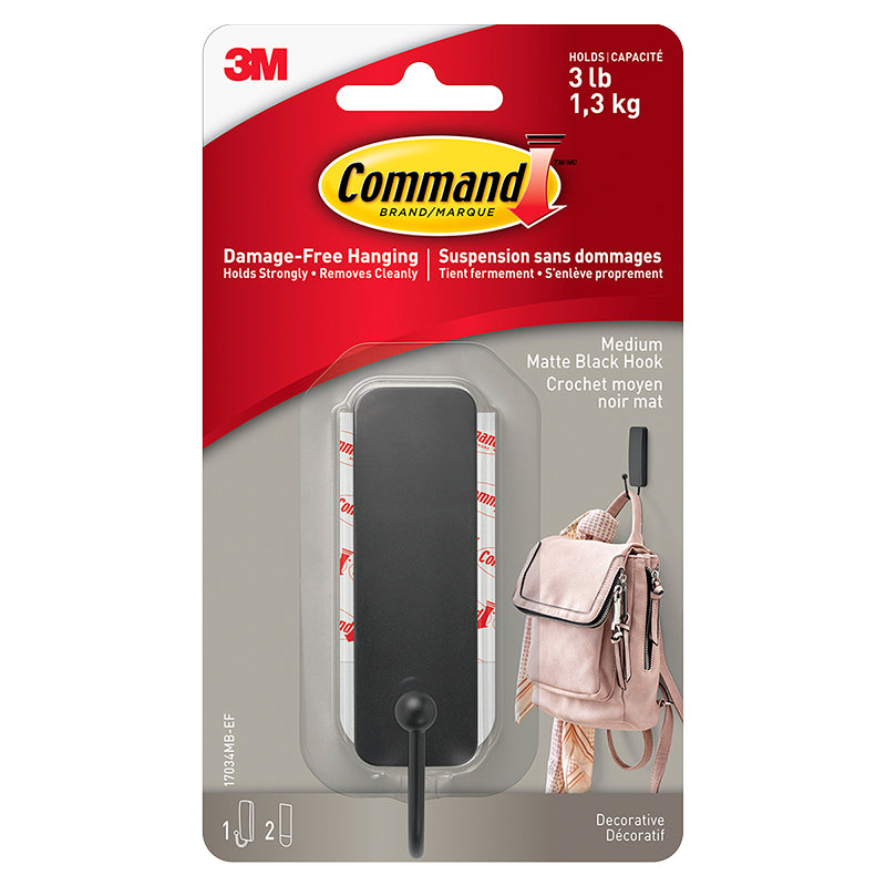 3M Command Hook - Matte Black - Large - Single