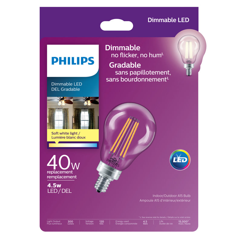Philips Dimmable LED 40W Indoor/Outdoor A15 Candelabra Bulb - 575050