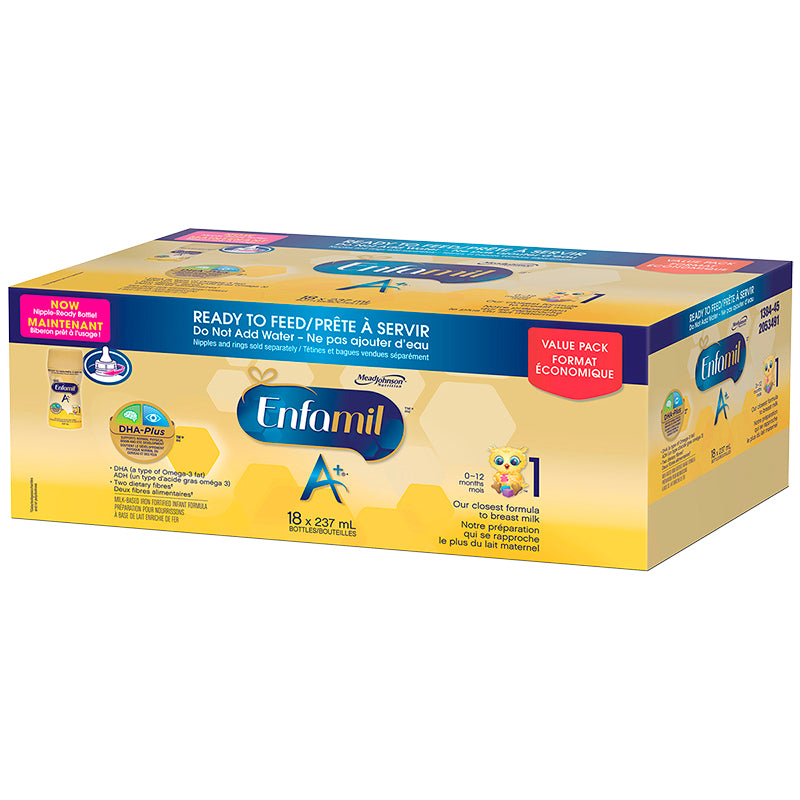Enfamil A+ Baby Formula Ready to Feed Bottles Nipple-Ready - 18 x 237ml