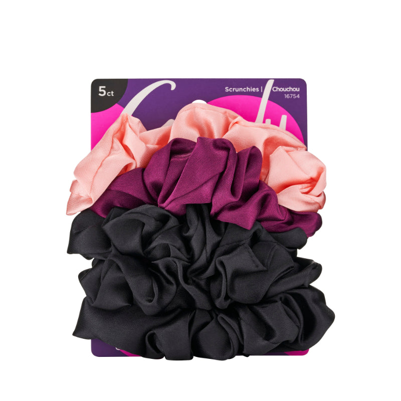 Goody Ouchless Satin Scrunchies - 5's - Black