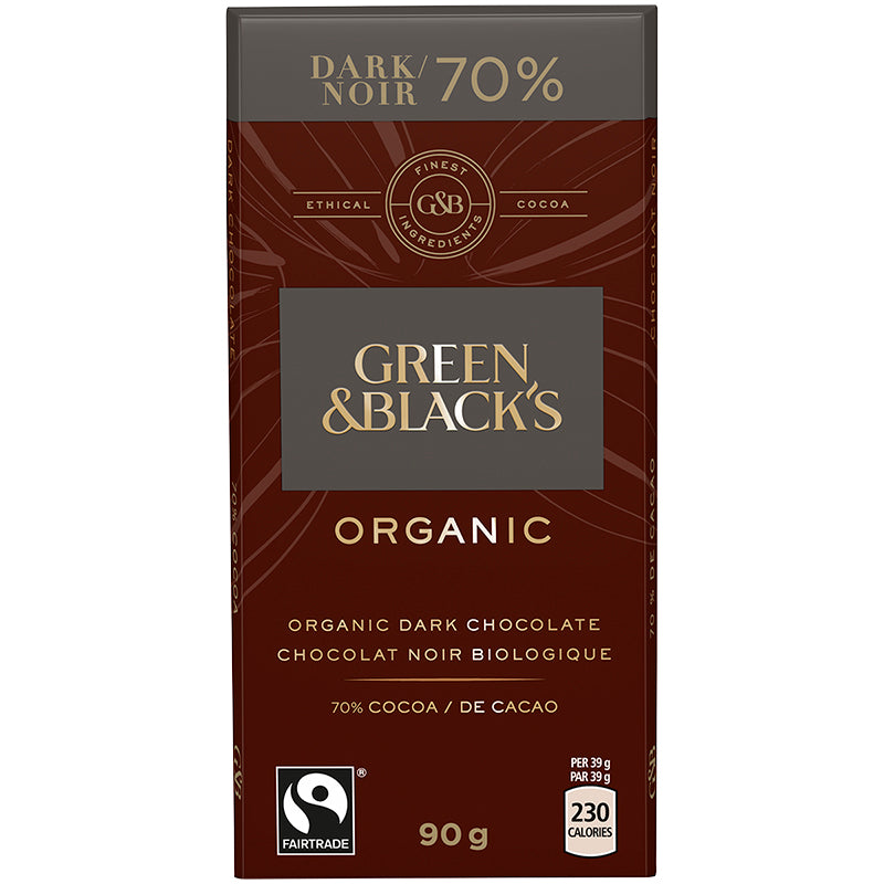 Green & Black's Organic Chocolate - 70% Dark - 90g