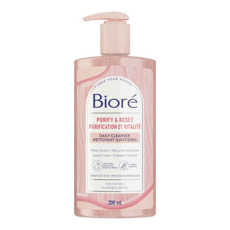Biore Rose Quartz + Charcoal Daily Purifying Cleanser - 200ml