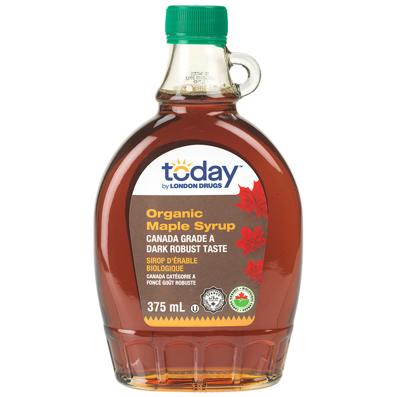 Today by London Drugs Organic Maple Syrup - Canada Grade A Dark Robust Taste - 375ml