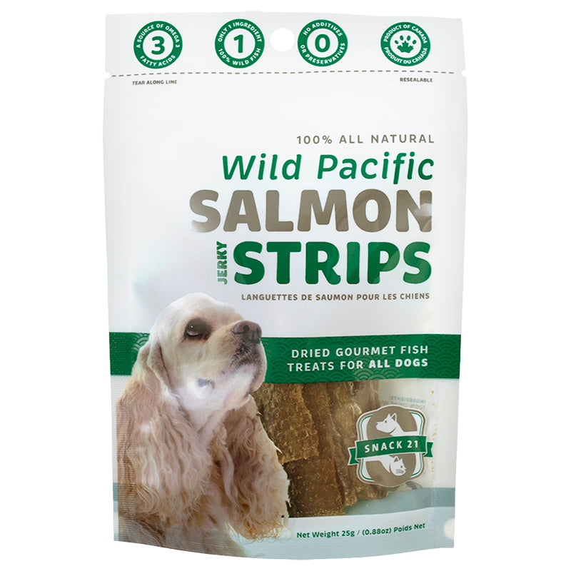Snack 21 100% Natural Jerky Strips for Dogs - Wild Pacific Salmon - 25g