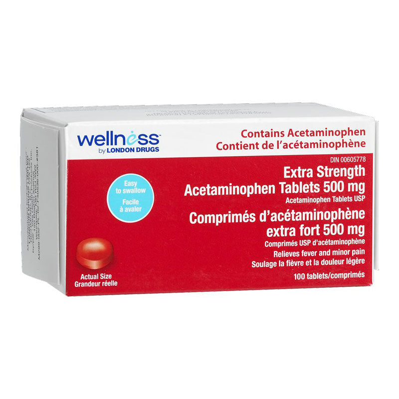 Wellness by London Drugs Extras Strength Acetaminophen Easy Swallow Tablets - 500mg - 100s