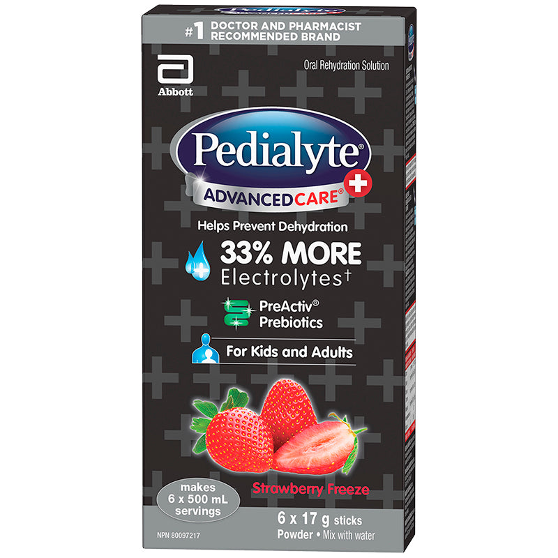 Pedialyte AdvancedCare Oral Hydration Solution Powder- Strawberry Freeze - 6 x 17g