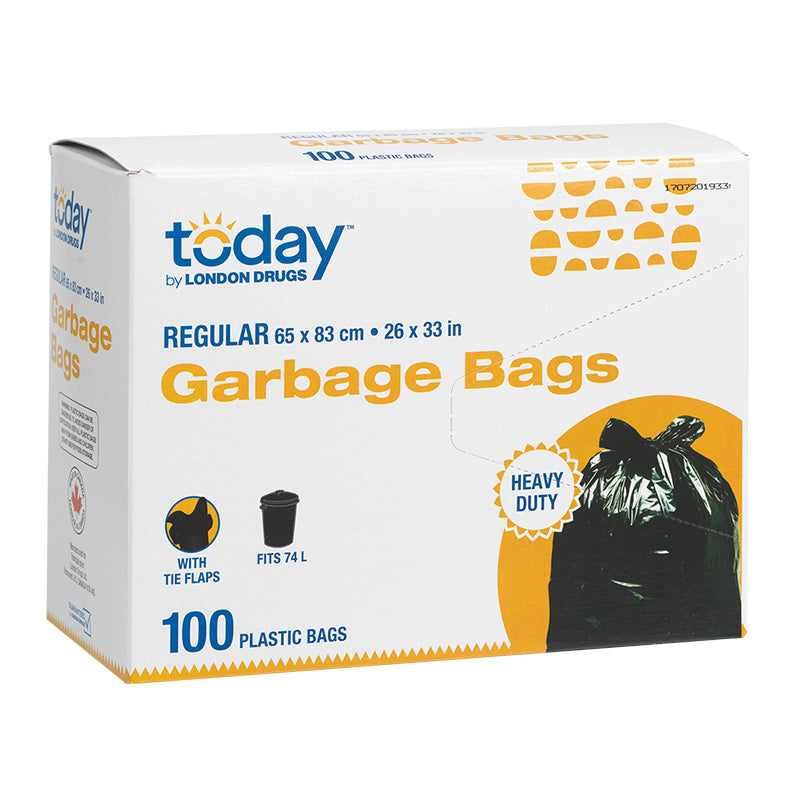 Today by London Drugs Trash Bag - Black - Regular - 74L/100s